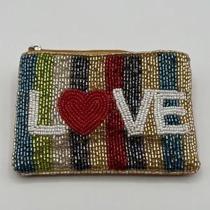 Love seed beaded mini pouch
